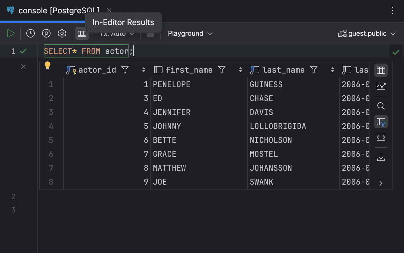 TIL: Rider can show SQL Results inline within query